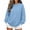 Light Blue, variant on Women's Oversized Sweatshirt Solid Color Long Sleeve Crew Neck with Ribbed Back Cross Soft Casual Pullover for Lounge & Streetwear
