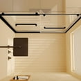 thumbnail image 4 of Sliding Glass Shower Door Frameless Shower Door in Stainless Steel 60" W x 76" H, Tempered Glass Shower Doors with Seal Strip Parts and Handle, Easy Sliding Showe Door (Black), 4 of 9