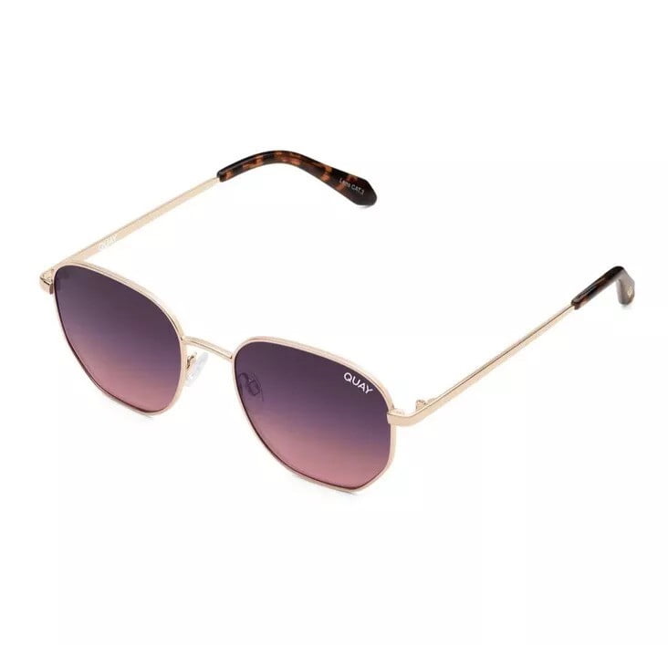 Quay Australia Big Time Round Sunglasses Rose Navy Peach