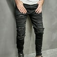 thumbnail image 4 of JXMVOJ Men's Ripped Slim Fit Straight Leg Jean Denim Pant Full Length Pants, 4 of 9