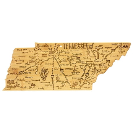 

Totally Bamboo Destination Tennessee State Shaped Serving and Cutting Board Includes Hang Tie for Wall Display