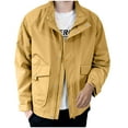 thumbnail image 2 of BLTIBY Men's Winter Casual Jacket Hooded Fall Winter Solid Color Thicken Outwear Fashion Lightweight Coat with Pockets Yellow S, 2 of 6