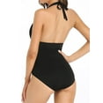 thumbnail image 2 of Faithtur Combinaison de Maillot de Bain d'Été pour Femmes Bikini Slim Fit Triangle à Col en V Uni, 2 of 9