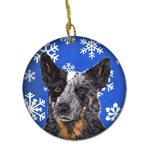 Australian Cattle Dog Winter Snowflakes Holiday Ceramic Ornament