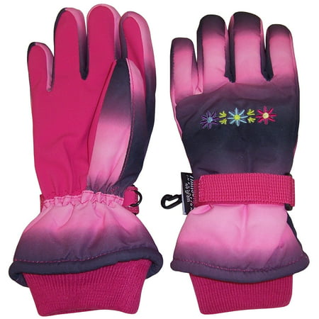 NICE CAPS Girls Waterproof and Thinsulate Insulated Multi Color Tye Dye Floral Ski Snow Winter Gloves - Fits Kids Youth Children Toddler Child For Cold