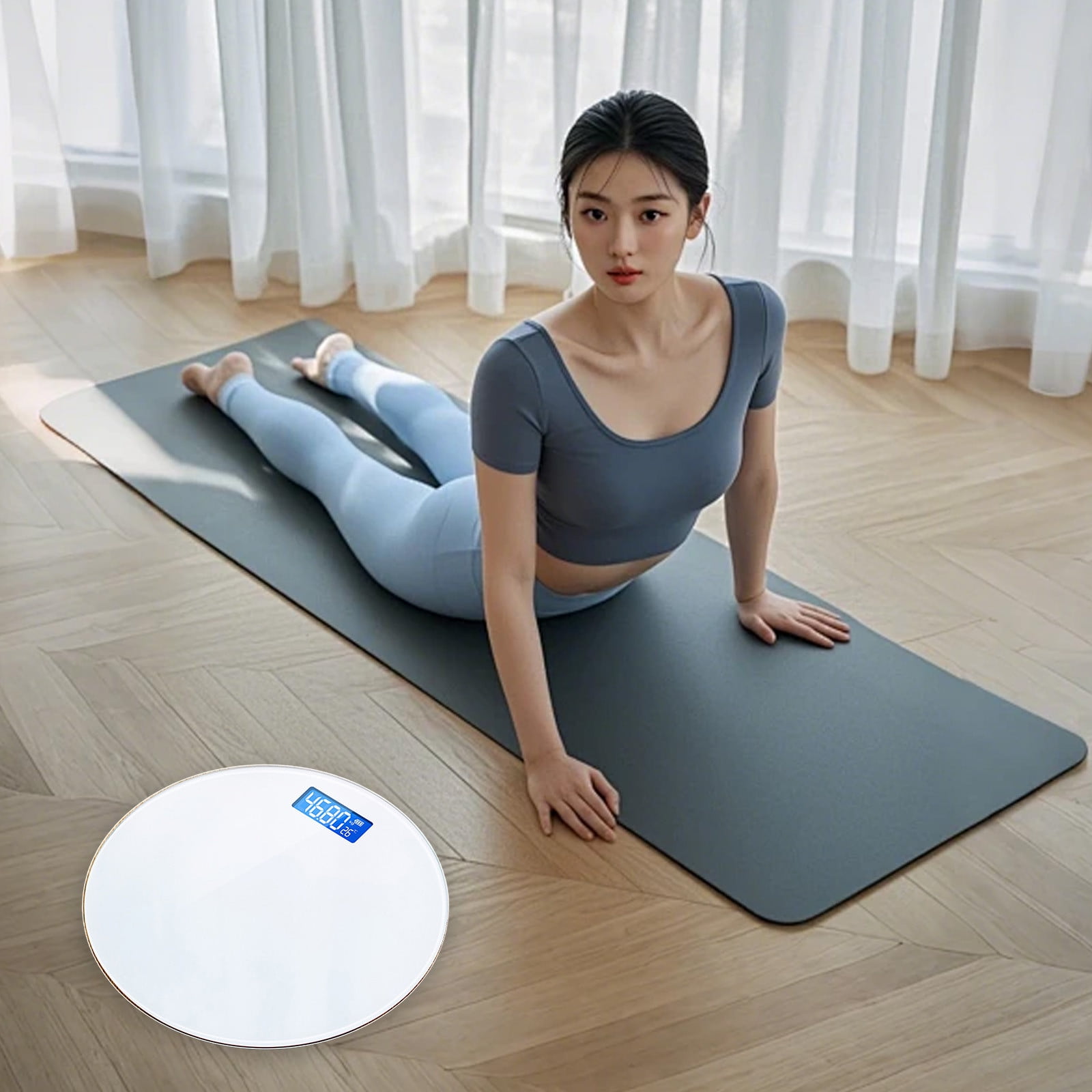 Digital Weighing Scale with Glass Pane, USB Charging, Temperature Measurement, Supports Up to 397 lbs, 11"W
