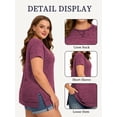 thumbnail image 3 of LANREMON Women Shirts Summer Plus Size Short Sleeve Tops Casual Loose Oversize T-shirts Side Split Redwine Tunic Top for Women Size 24 Plus, 3 of 5