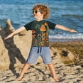 thumbnail image 3 of FORMRS Boys Rash Guard Short Sleeves Swim Shirt Quick Dry UPF 50+ Sun Protection, Sizes 3-12T, Forest Mushroom, 3 of 6