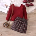 thumbnail image 5 of adviicd Outfits for Kids Toddler Girl Clothes Fall Winter Outfits Little Girl 2Pcs Long Sleeve Sweater Shirts Skirts Set (Red,4-5 Years), 5 of 9