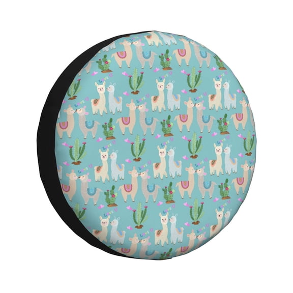 Rv Spare Tire Cover 14 inch - Cute alpaca Lamas cactus heart Tire Covers for Trailers, Adjustable Camper Spare Tire Cover