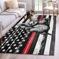 thumbnail image 5 of Area Rug 48×72in, USA Flag Red Line Firefighter with Sloth Floor Carpet Living Room Rug, Wooden Texture Non-Slip Welcome Mat Indoor Rugs for Bedroom Dining Room, 5 of 9