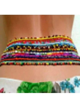 4PCS African Waist Beads Chains Colorful Layered Shell Bead Belly Chain  Elastic Plus Size Body Chains Jewelry for Women and Girls 
