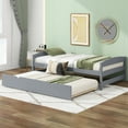 thumbnail image 3 of Twin Size Platform Bed with Twin Size Trundle, Gray, 3 of 9