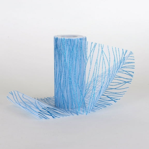 Turquoise Wavy Glitter Tulle Roll 6 Inch x 10 Yards
