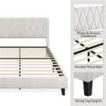 thumbnail image 6 of Topeakmart Queen Size Upholstered Platform Bed with Built-In USB Ports & Tufted Headboard, Beige, 6 of 9