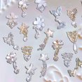 thumbnail image 2 of dianhelloya Nail Art Supplies 3Pcs Nail Pentagram Decors Shiny 3D Effect Gloss DIY Mini Butterfly Faux Pearl Pendant Five-Petal Flower Nail Charms for Nail Salon (J), 2 of 8