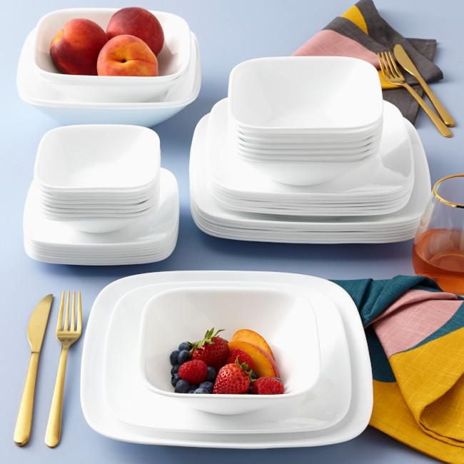 Corelle Pure White 9" Square Glass Salad Plate (Set of 6)