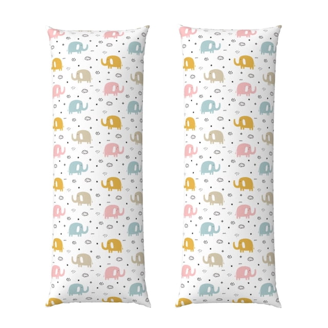 Fotbe Little Elephant Funda para Almohada Corporal con Diseño, Funda de Microfibra Ultrasuave de 20x54 Pulgadas, Ropa de Cama Elegante