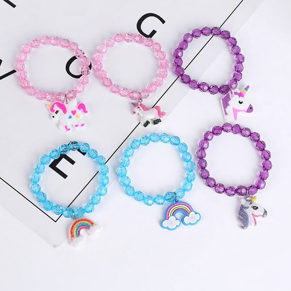 WRITWAA 5Pcs Acrylic Beads Bracelets Wrist Decor Assorted Colors Resin Material Kids Girls Jewelry Accessories