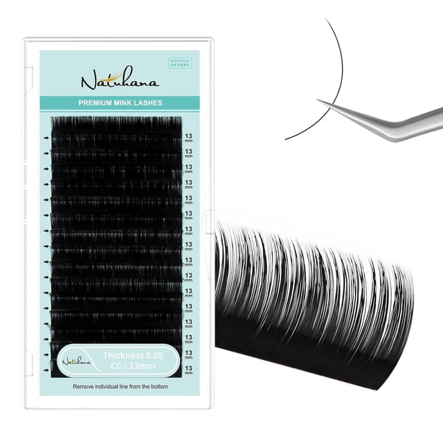 Extensiones de pestañas NATUHANA 0,05 mm rizo CC 13 mm 16 filas