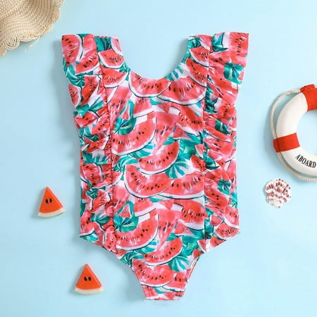 

NIUREDLTD Kids Toddler Baby Girls Spring Summer Floral Fruit Cotton Sleeveless Romper Bodysuit Holiday Beach Swimwear Clothes