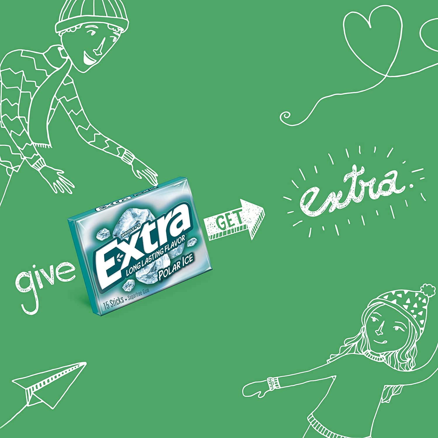 EXTRA 35 Gum POLAR ICE Sugar Free Chewing Gum Mega Pack, 35 Stick (Pack of 6)