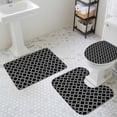 thumbnail image 3 of Black White Plaid Bathroom Rugs Set Abstract Black Morocco Texture Non Slip Absorbent Soft Bath Mats 3 Piece Set with Bathroom Rug, U-Shaped Floor Mat, Toilet Seat Cover Large Size, 3 of 9