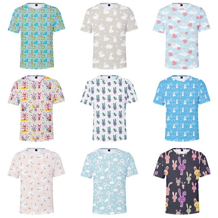 

Toddler Boys And Girls Adults Happy Easter Day Printing Parent-child Clothing Summer Short Sleeve Crew Neck Multi-style