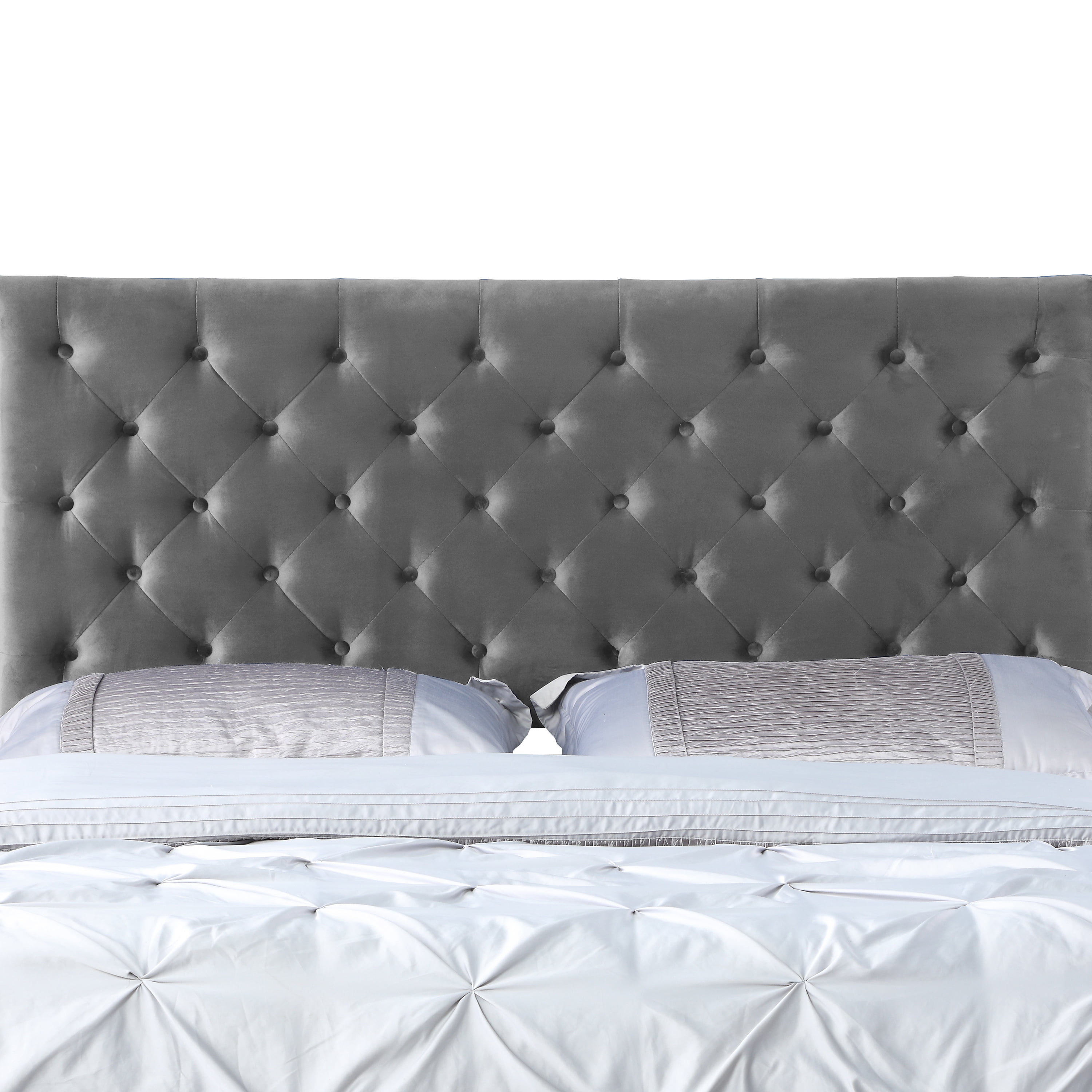AC Pacific Modern Chic Polyester Gray Tufted Queen Platform Bed