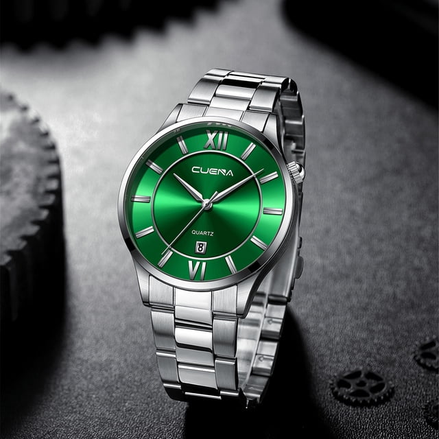 Men's Business Chronograph Watch with Stainless Steel Band and Date Display for