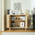 thumbnail image 6 of Wirrytor Buffet Storage Cabinet, Sideboard Cabinet with 2 Doors and Adjustable Shelve, Credenza Cabinet with Stripping Decorated Design for Living Room, Dining Room, Bedroom  (Natural), 6 of 8
