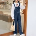 thumbnail image 5 of YunPes Girls Denim Overalls Teen Jean Dungarees Pants with Buttons Kids Sleeveless Straight Jeans Jumpsuit Bib Long Rompers, 5 of 8