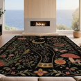 thumbnail image 2 of Design&I 6'x9' Washable Area Rug Sleek Flatweave Pet Friendly Black Gold Celestial Garden Botanical Design Elegant Floral Starry Night for Queen Size Bedroom, Under Bed, 2 of 7