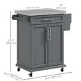 thumbnail image 3 of HOMCOM Îlot de Cuisine, Chariot de Cuisine Roulant avec Dessus en Acier Inoxydable, Gris, 3 of 10