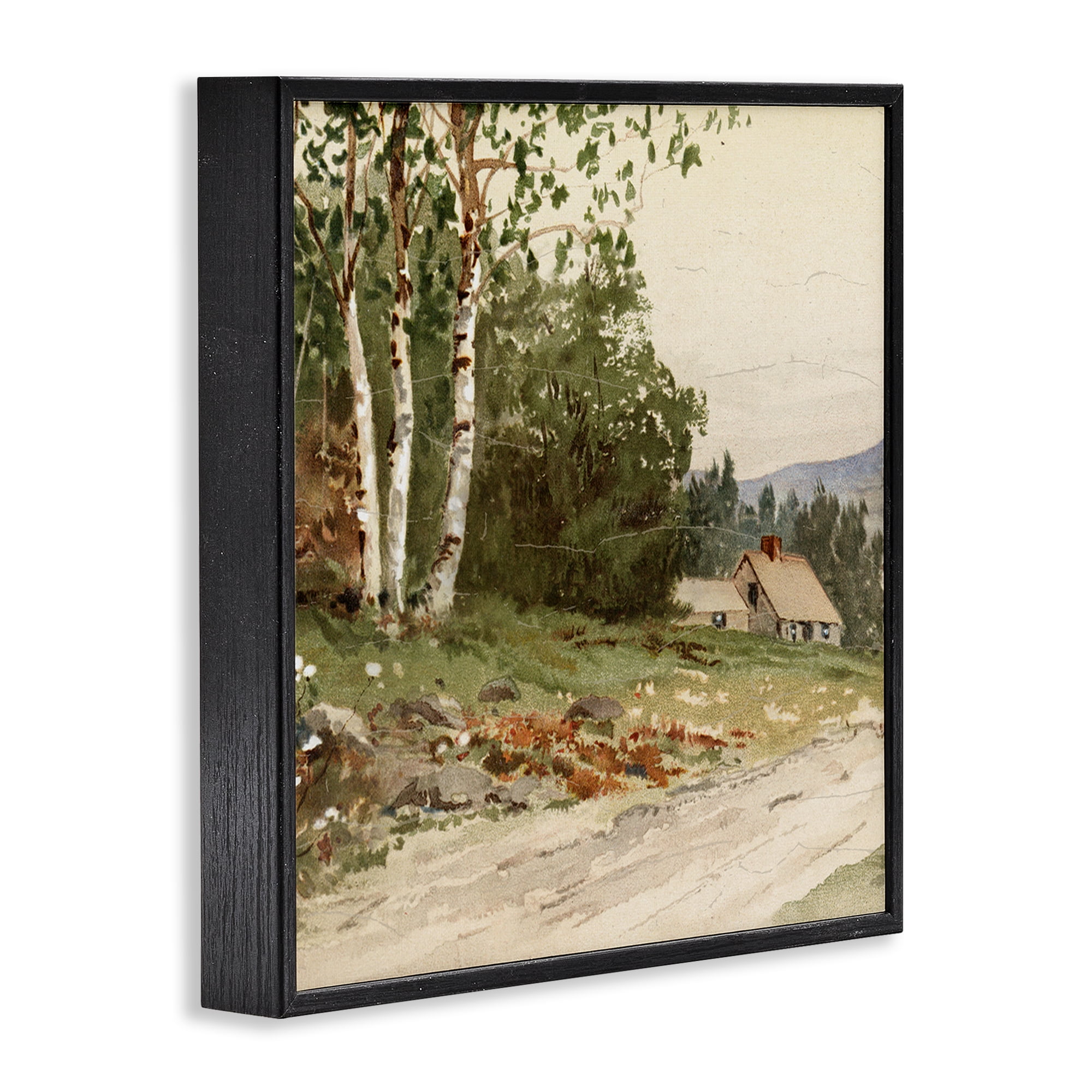Stupell Industries Farm House Dirt Road Black Framed Giclee Art, design by Lula Bijoux & co.