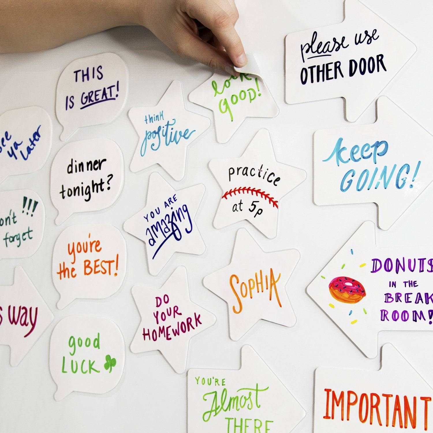 mcSquares Stickies Stars, Arrows, Bubbles Reusable Whiteboard Stickers