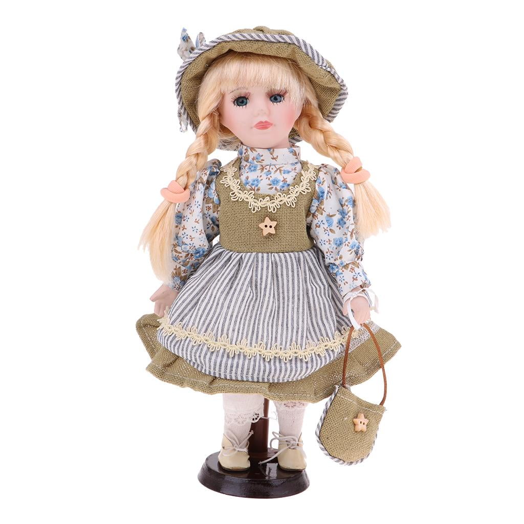 Rapunzel Porcelain Doll 11 Green Velveteen Dress Long Blonde