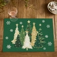 thumbnail image 7 of mubwai Green Xmas Trees Vinyl Christmas Placemats Set of 4, 12x18 Inch Washable Plastic Non-Slip Woven Winter Table Mats for Party Kitchen Dining Decor, 7 of 7