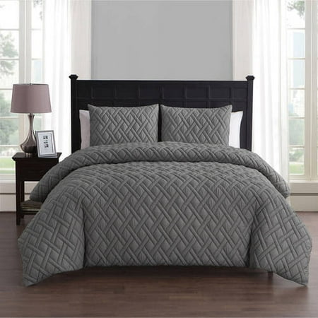 VCNY Home Lattice Embossed 2/3 Piece Bedding Duvet Cover Set with Shams, Multiple Colors and Sizes