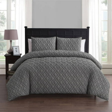Vcny Home Lattice Embossed 3 Piece Bedding Duvet Cover Set With