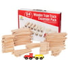 Deluxe Wooden Train Tracks Set For Kids | 54 Piece Wooden Train Expansion Pack | Compatible with Thomas the Train Wooden Railway, Melissa and Doug Train Set, Brio Train, Chuggington, Ikea and More