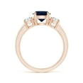 thumbnail image 2 of ANGARA Natural 1.6 ct Blue Sapphire and Diamond Three Stone Engagement Ring in 14K Rose Gold for Women (Size-7mm) | September Birthstone, Anniversary, Jewelry Gift for Women | Natural Sapphire Ring, 2 of 12