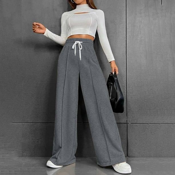 WILLBEST Pantalones Casuales de Mujer de Cintura Alta, Versátiles, Cómodos y de Pierna Ancha para Otoño E Invierno. Chica
