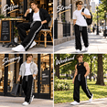thumbnail image 4 of Tsesme Men's Straight Leg Sweatpants, Side Stripe Patchwork Loose Track Pants, Drawstring Elastic Waist Casual Athletic Trousers,M, 4 of 8