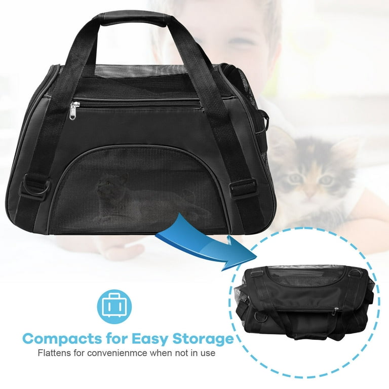 GAPZER Medium Cat Carrier for Large Cat 15 lbs+ Soft Pet Carrier Small  Puppy/Ventilated 2 Kittens Car Travel Bag Case/Comfy Big Cat 25
