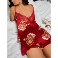 thumbnail image 6 of Erwazi Womens Pajama Sets 2 Piece Stain Summer Printed V Neck Backless Camisole Side Lace Mini Shorts Casual Loungewear Sets, 6 of 6