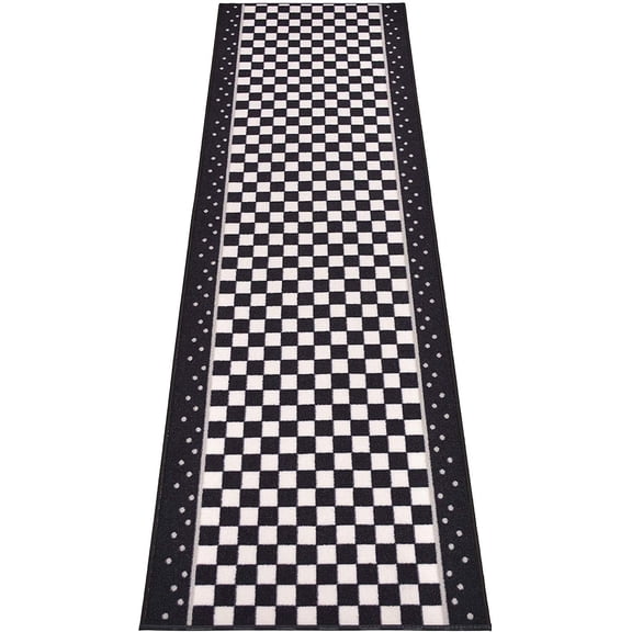 Extra-Long Low Pile Runner Rug Skid Resistant Backing Rug Runner Bordered Geometric Abstract Design Cut to Size Roll Runner Rugs - 18 Feet x 32 Inch