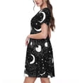 thumbnail image 2 of Rocae Crescent and Stars for Dresses Summer Casual Ruffle Short Sleeve Cute Crew Neck Flowy Dress with Pockets, 2 of 6