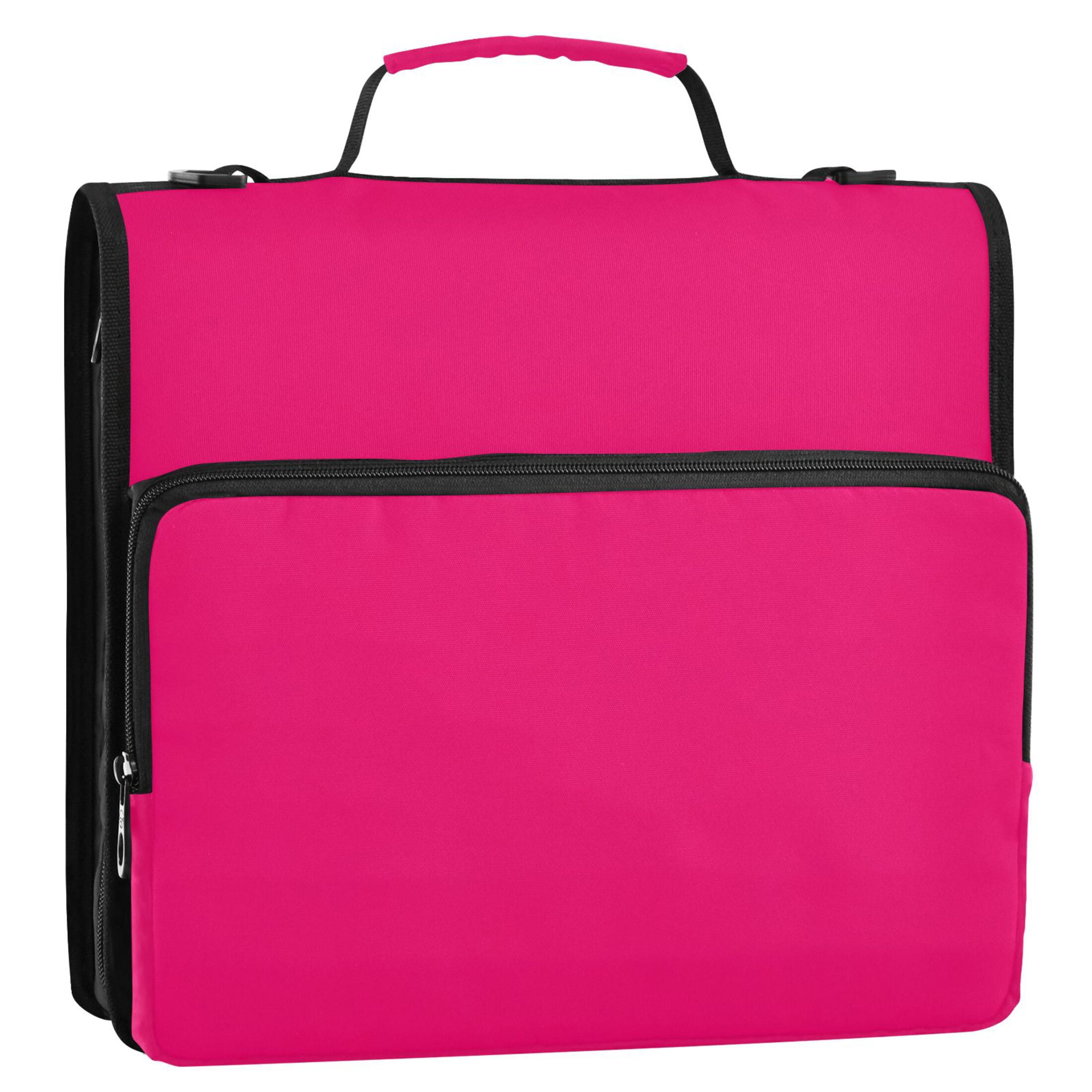 ALAZA Zipper Binder Deep Pink 3 Ring Trapper Keeper File Folder Organizer Bag