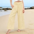 thumbnail image 2 of Nestiefly Girls' Gingham striped Pants Wide Leg High Waist Elastic Waist Casual Loose Trendy Beach Vacation Plaid Trousers with Pockets Yellow 130, 2 of 8